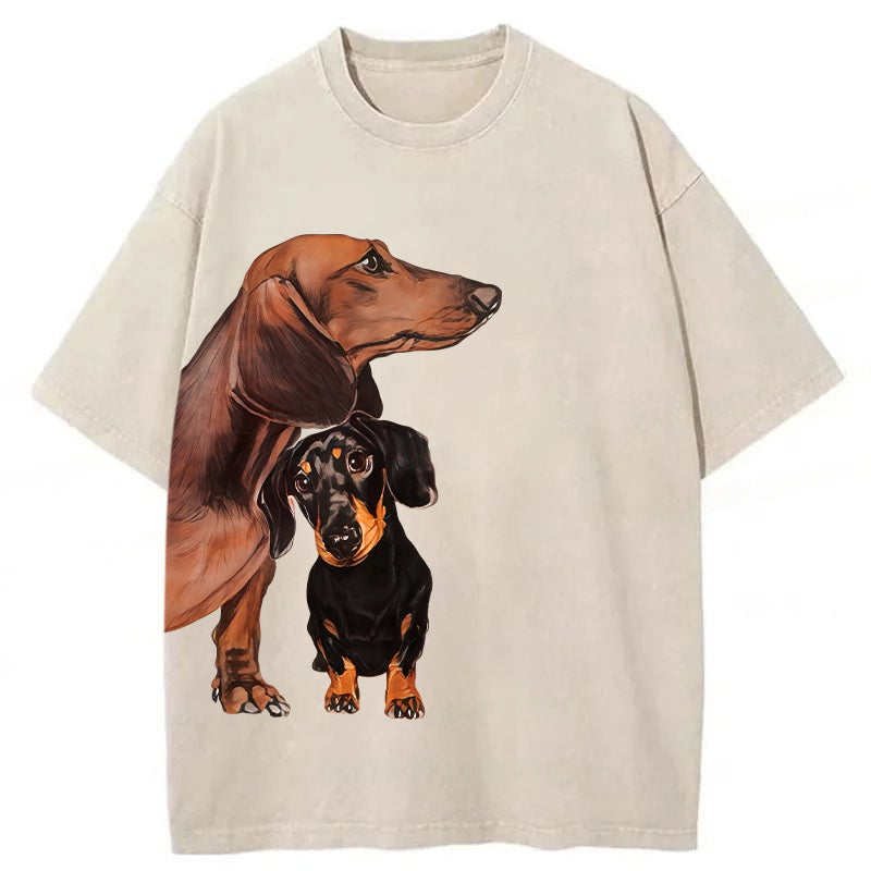 Cute Dachshund Washed Unisex Tee