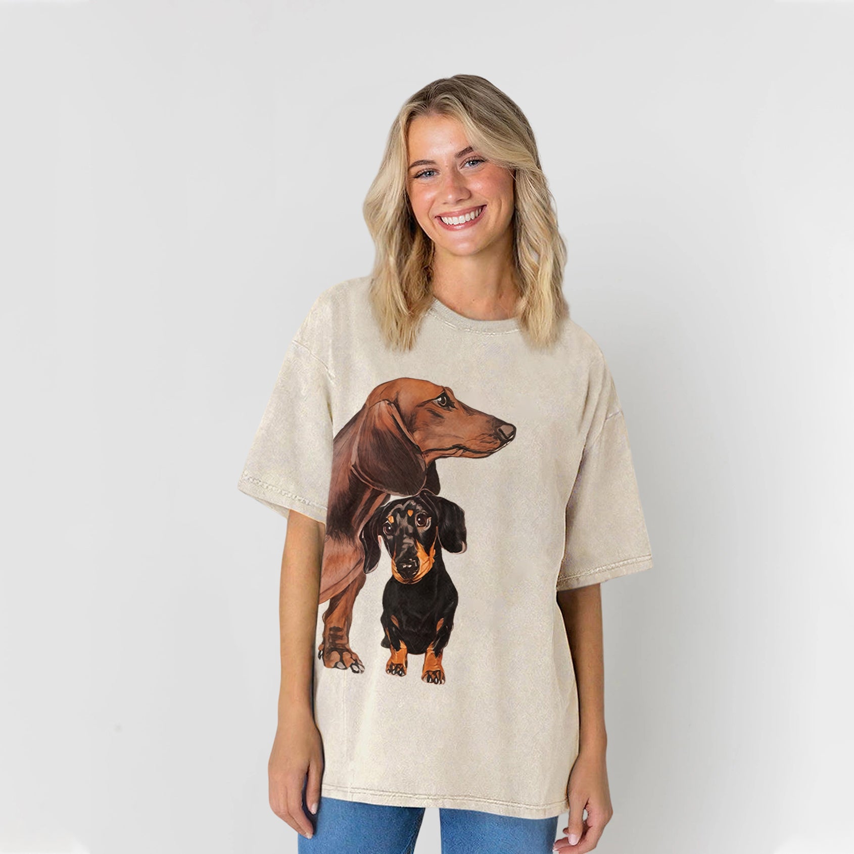 Cute Dachshund Washed Unisex Tee