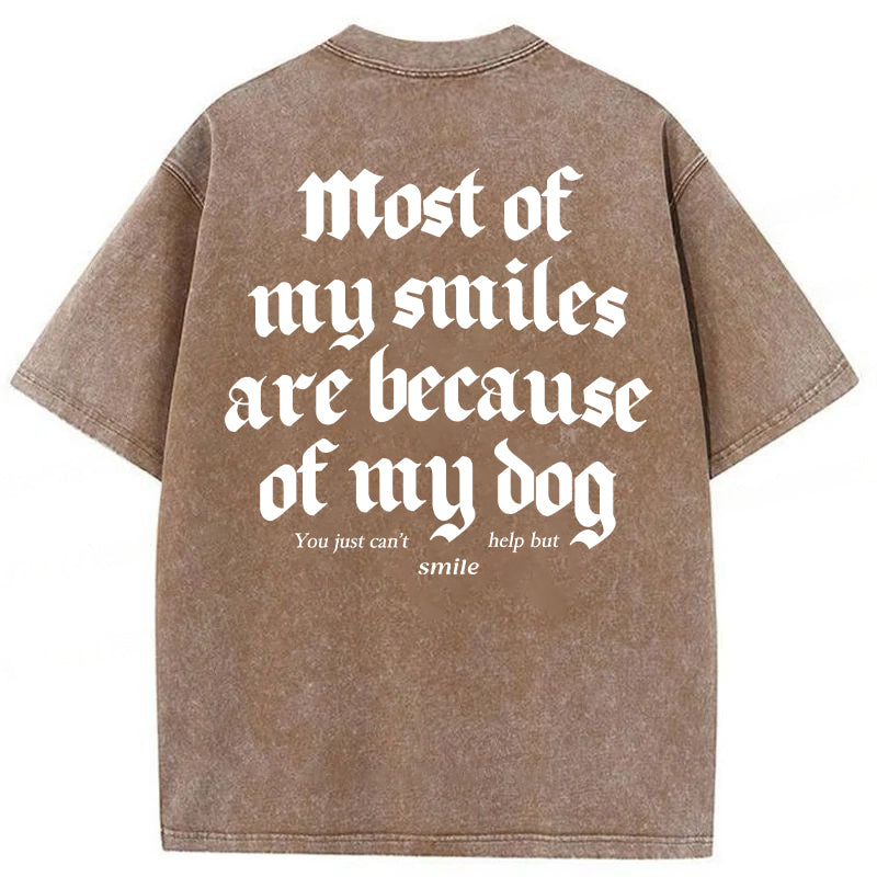Most Of My Smiles Are Because Of My Dog Washed Unisex Tee