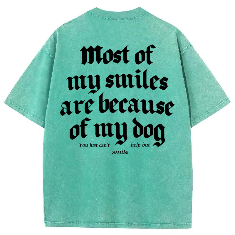 Most Of My Smiles Are Because Of My Dog Washed Unisex Tee