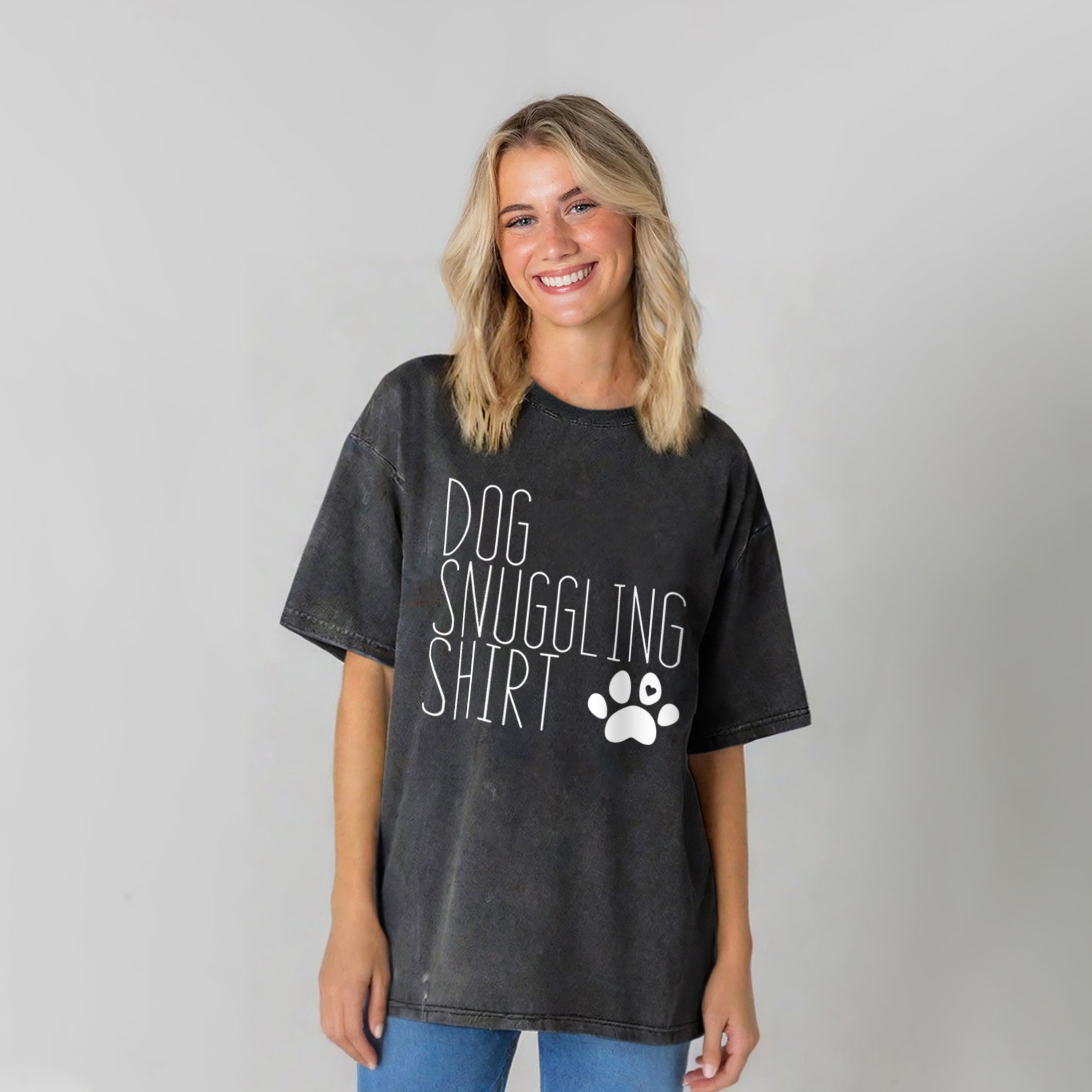 Dog Snuggling Washed Unisex Tee