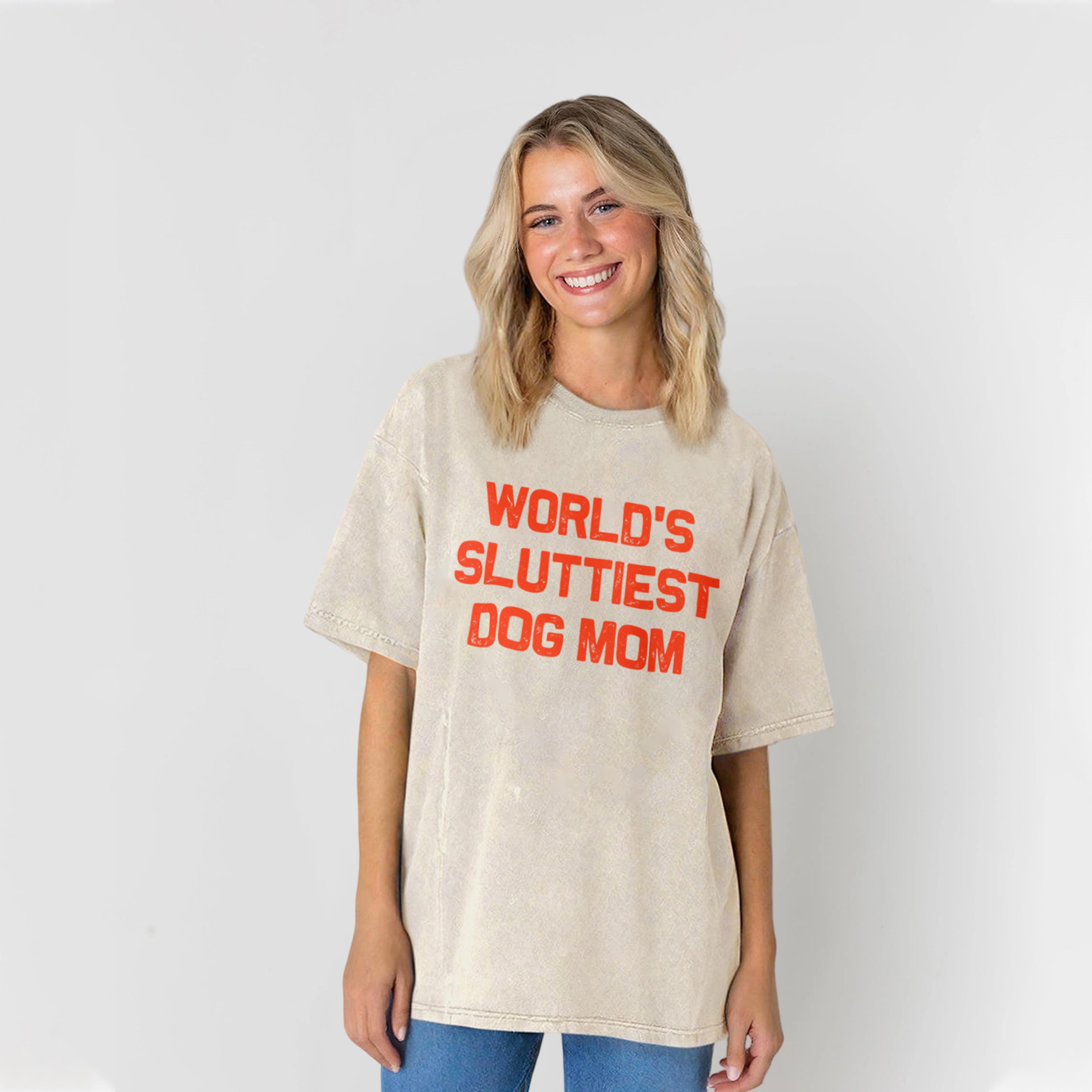 World's Sluttiest Dog Mom Washed Unisex Tee