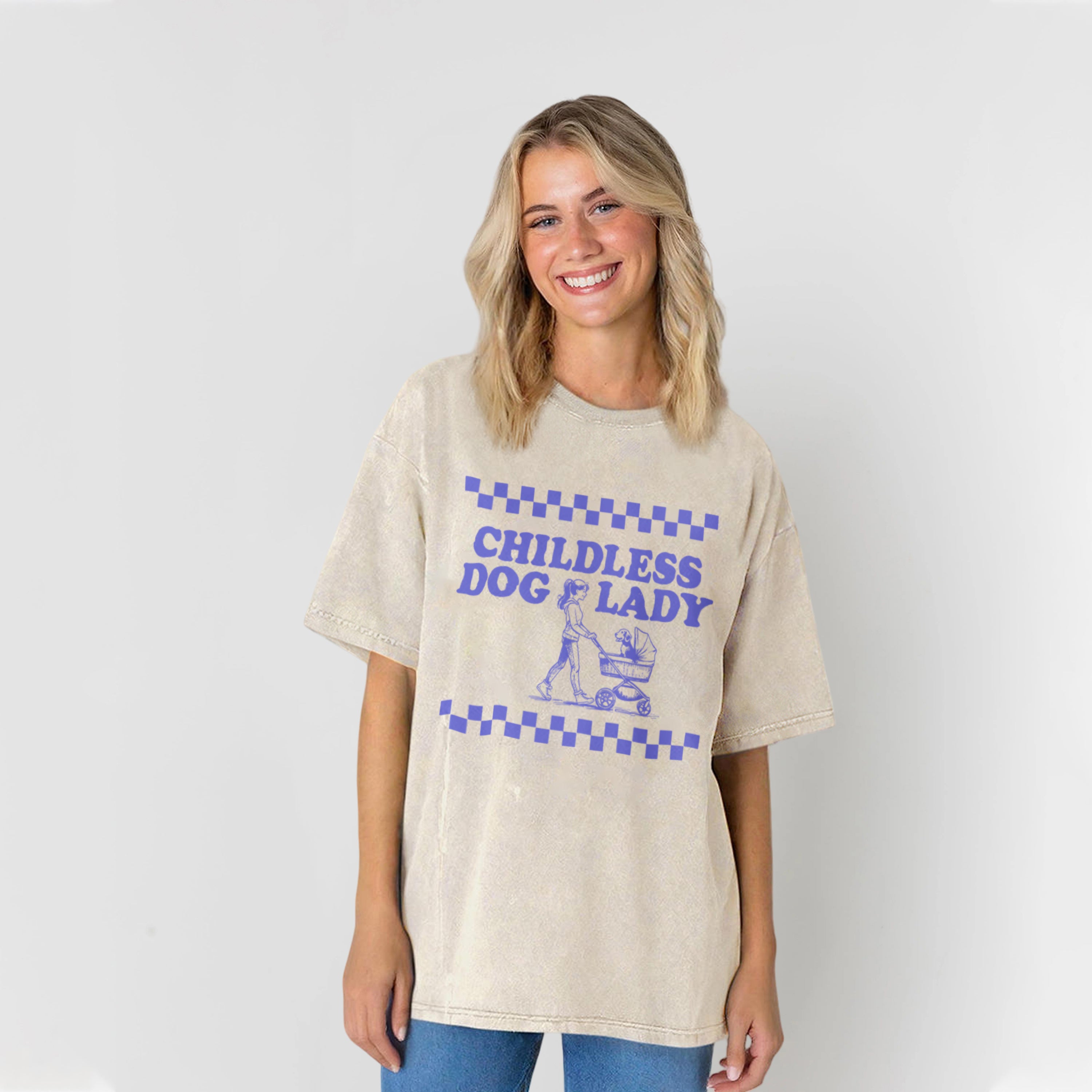 Childless Dog Lady Washed Unisex Tee