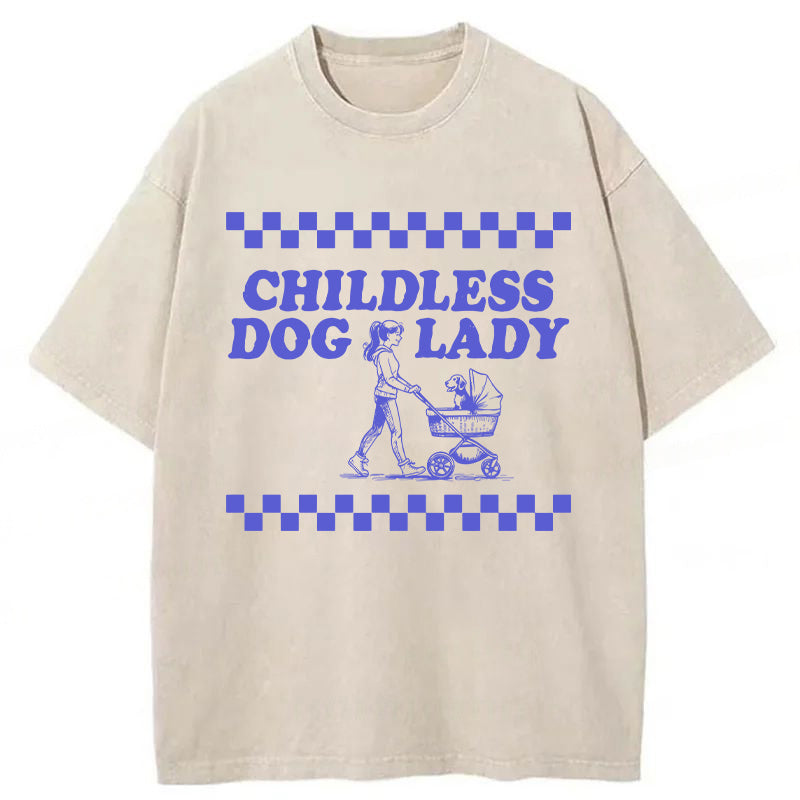 Childless Dog Lady Washed Unisex Tee