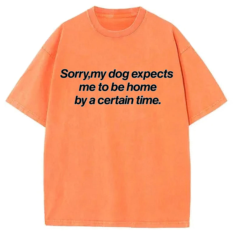 My Dog Expects Me To Be Home By A Certain Time Washed Unisex Tee