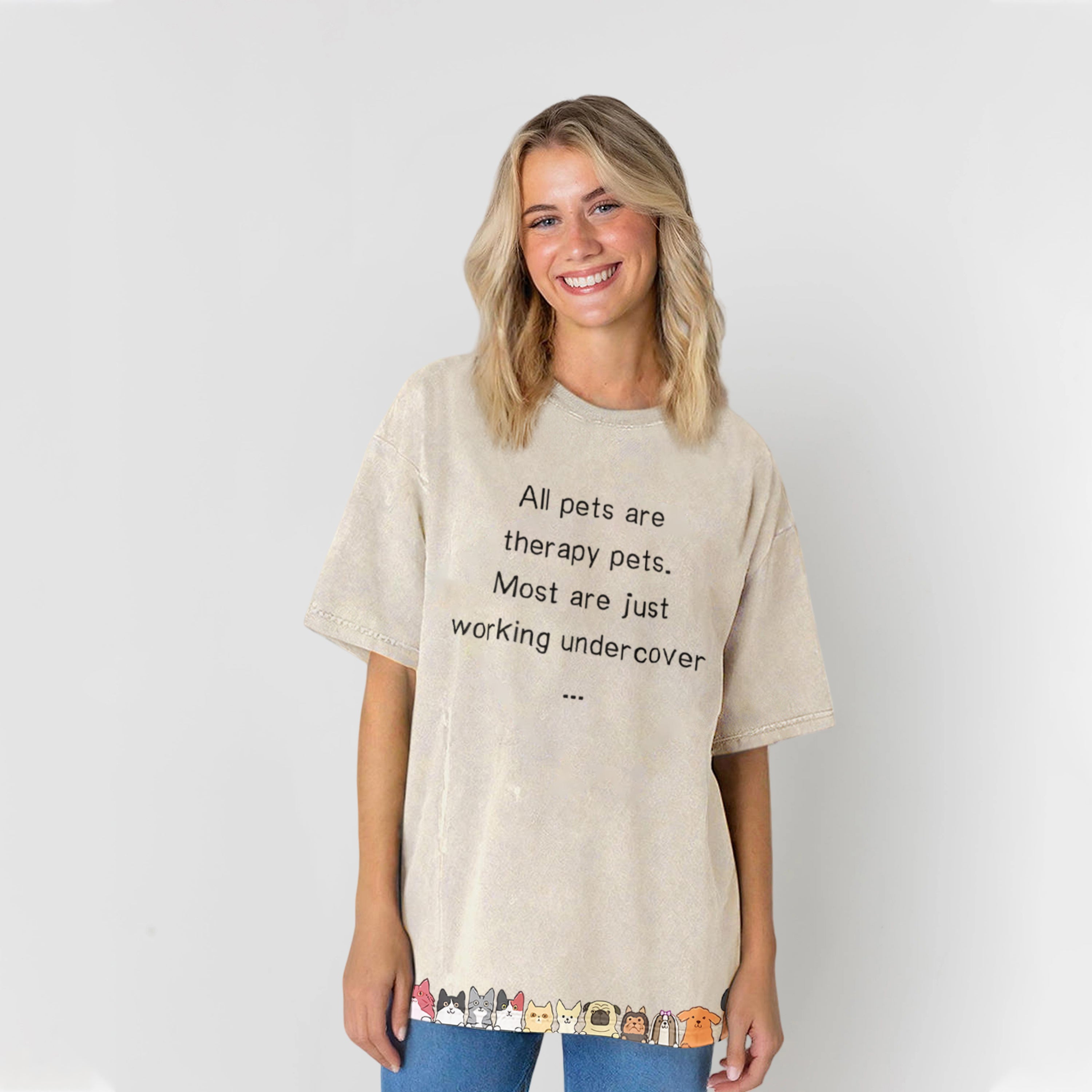All Pets Are Therapy Pets Washed Unisex Tee