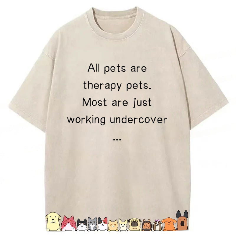 All Pets Are Therapy Pets Washed Unisex Tee