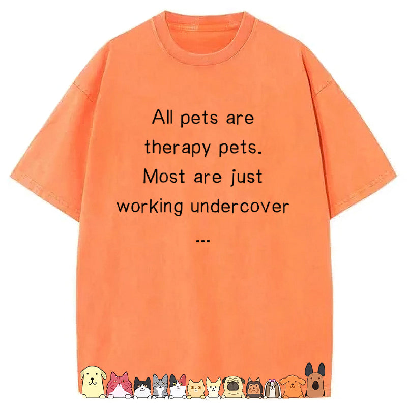 All Pets Are Therapy Pets Washed Unisex Tee