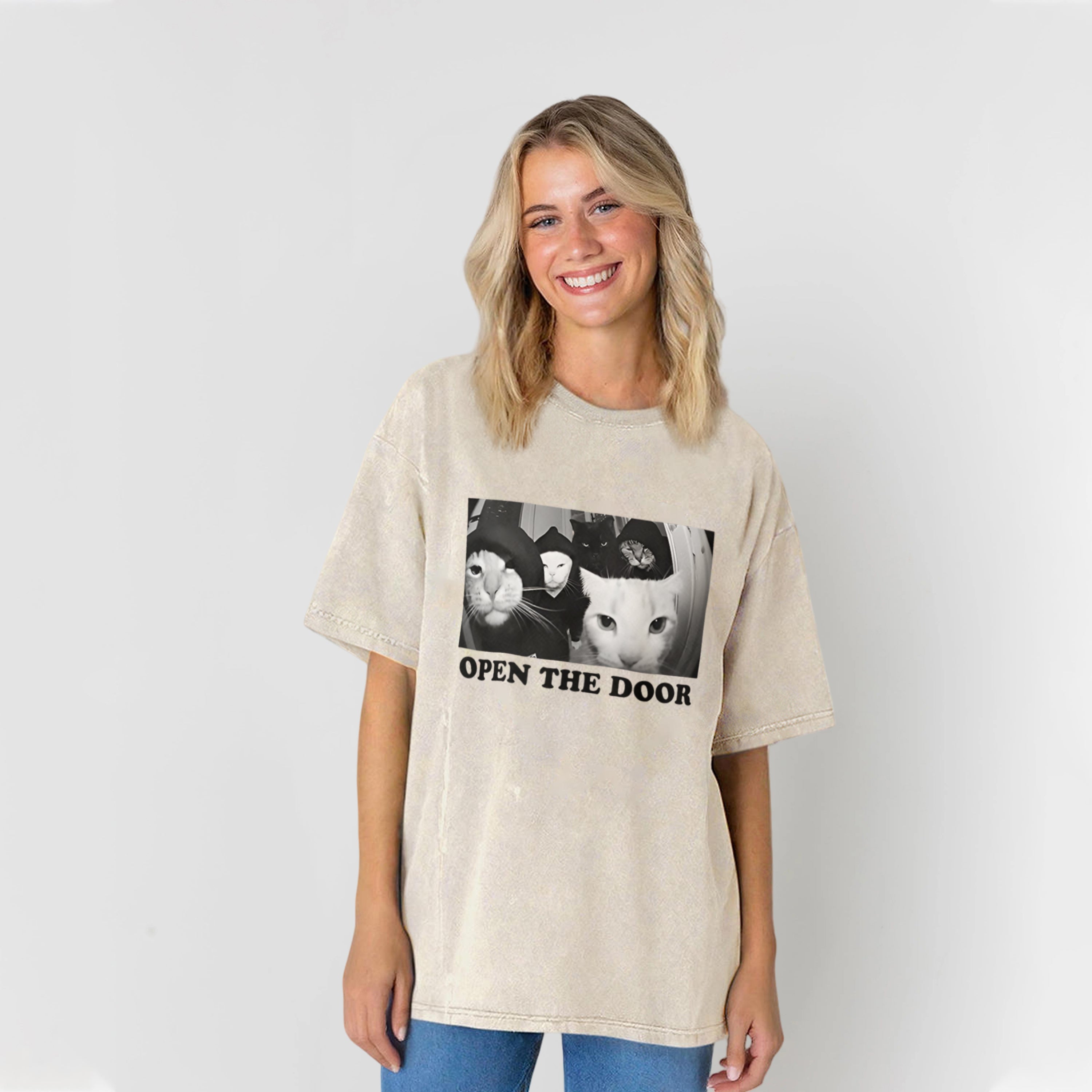 Funny Cat Gang Vintage Washed Unisex Tee