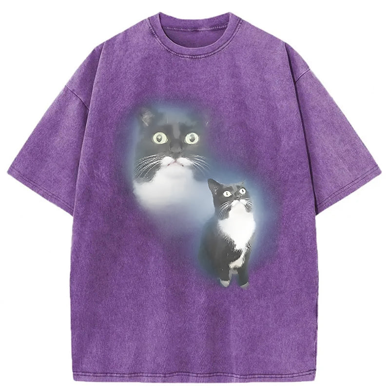 Pet Cat Portrait Washed Unisex Tee