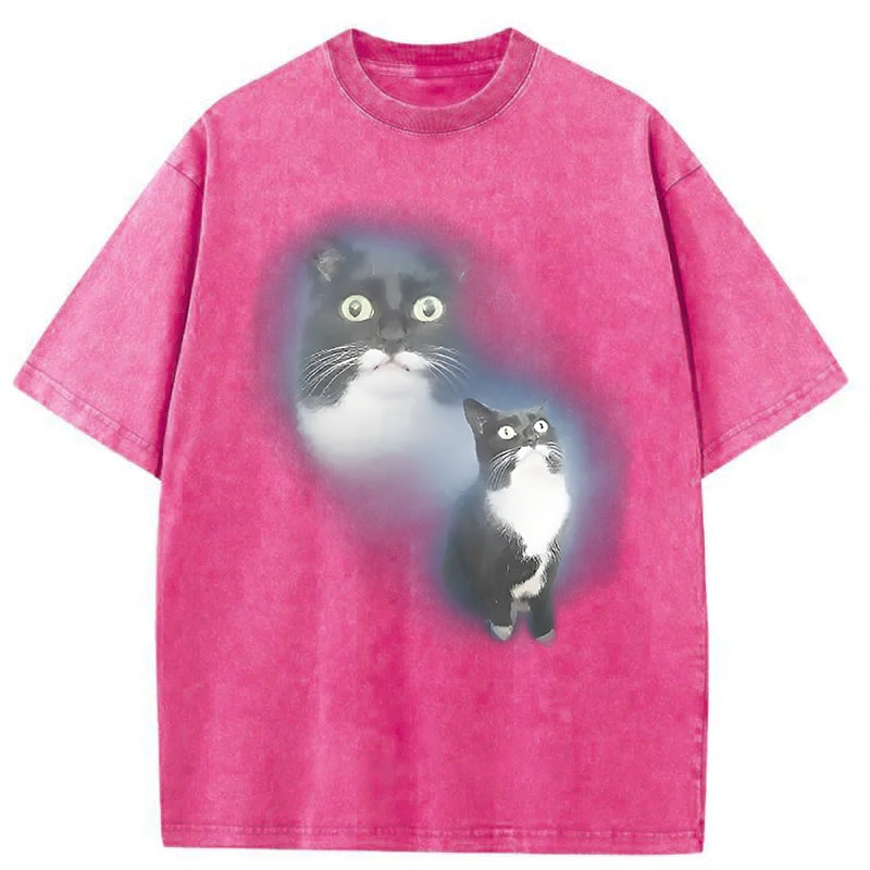 Pet Cat Portrait Washed Unisex Tee