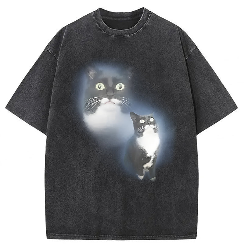 Pet Cat Portrait Washed Unisex Tee