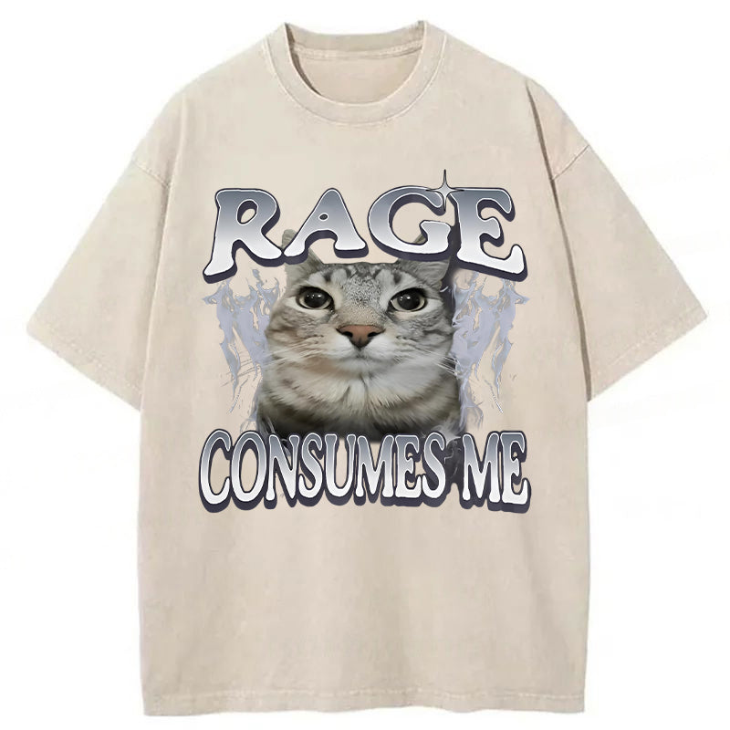 Rage Consumes Me Cat Washed Unisex Tee
