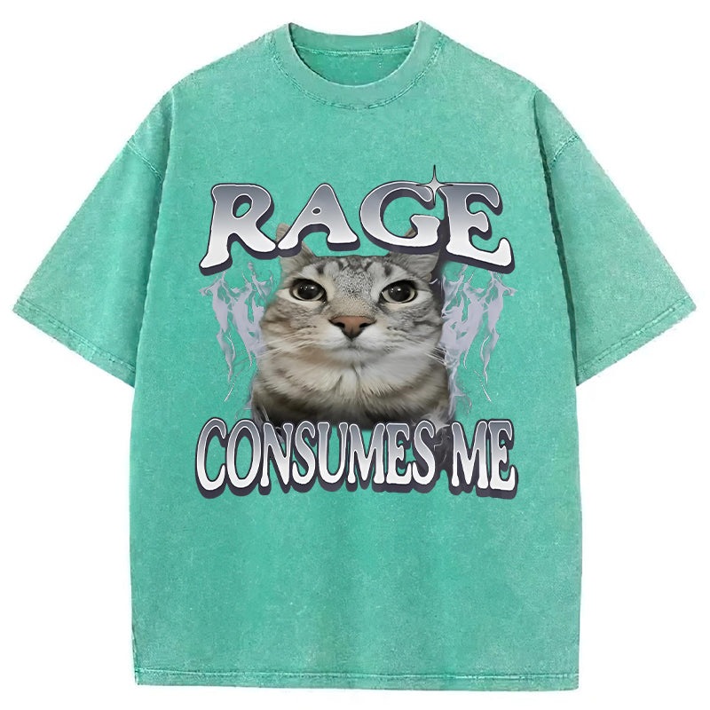 Rage Consumes Me Cat Washed Unisex Tee