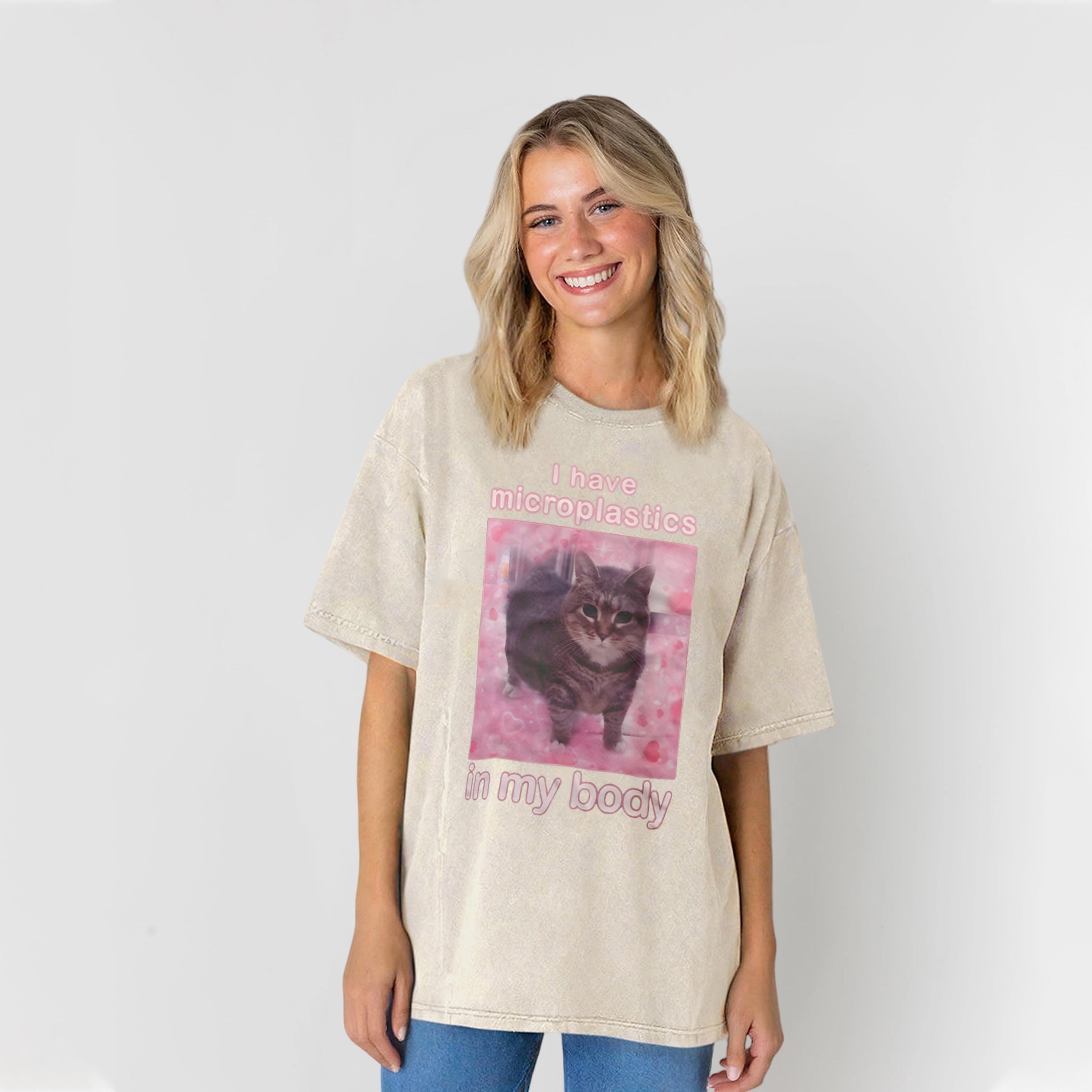 I Have Microplastics In My Body Funny Cat Meme Washed Unisex Tee