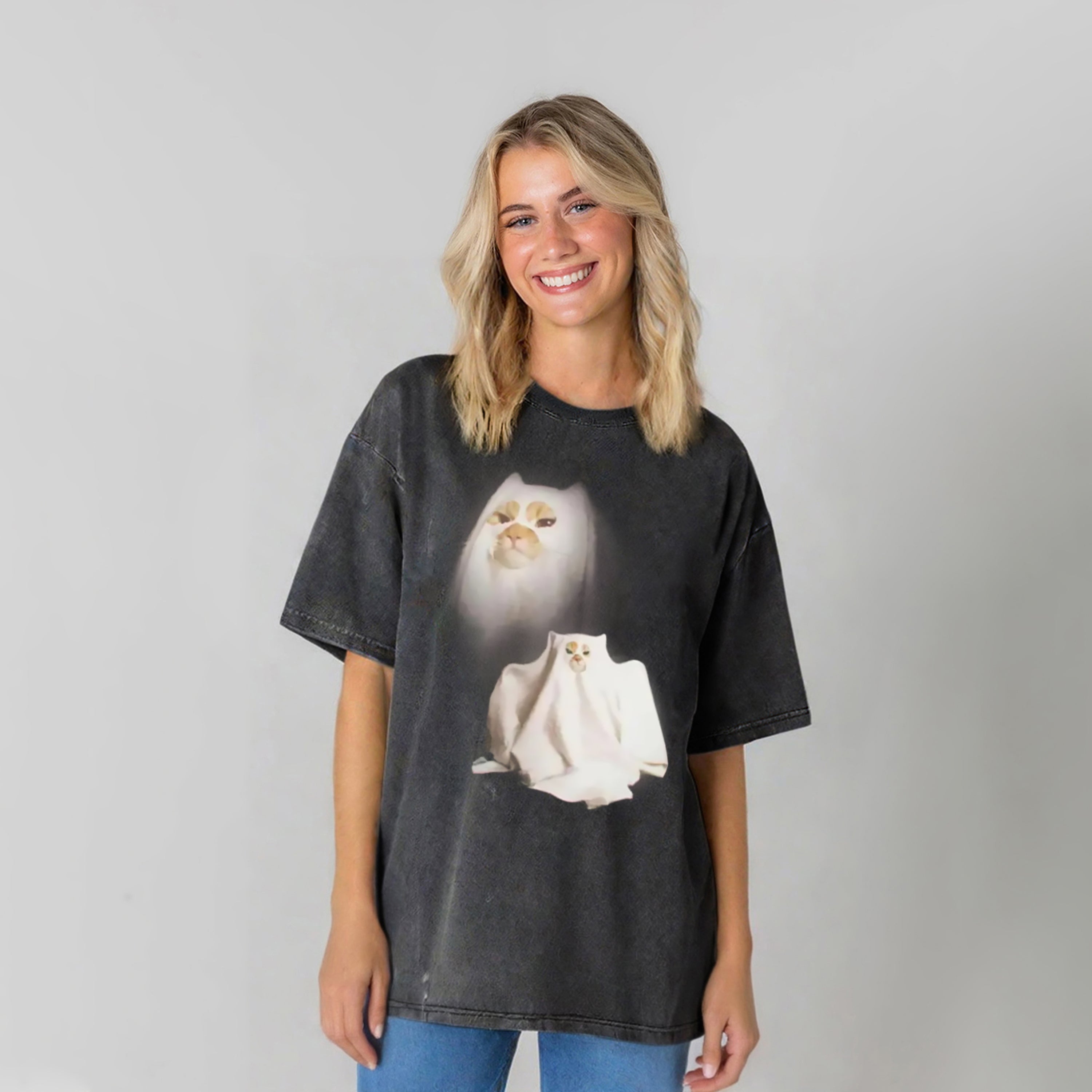 Ghost Kitten Washed Unisex Tee