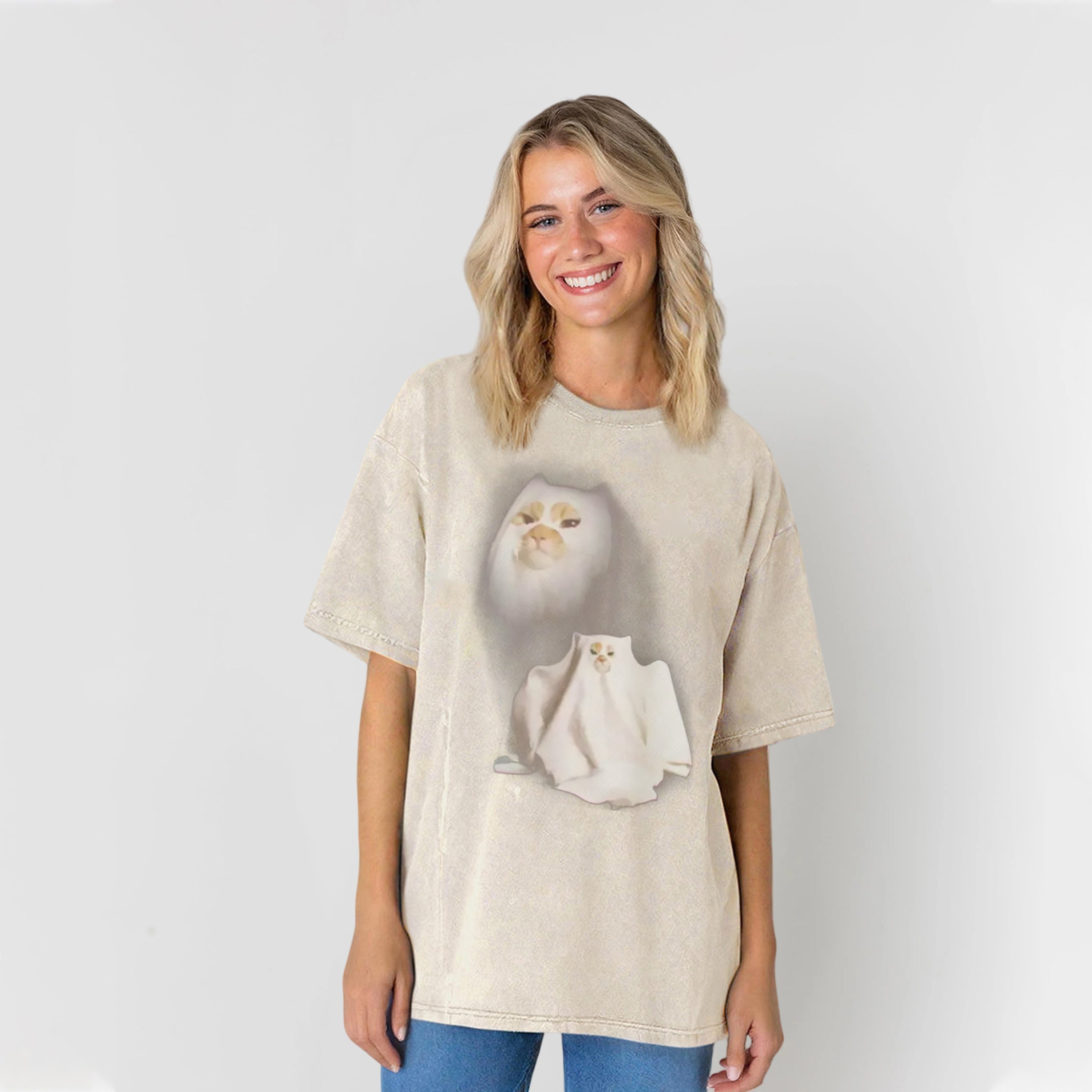 Ghost Kitten Washed Unisex Tee