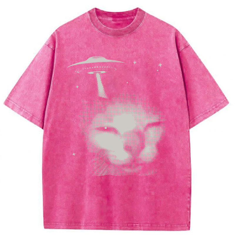 Y2k Alien Cat Washed Unisex Tee