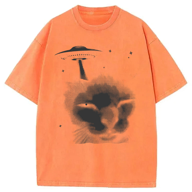 Y2k Alien Cat Washed Unisex Tee