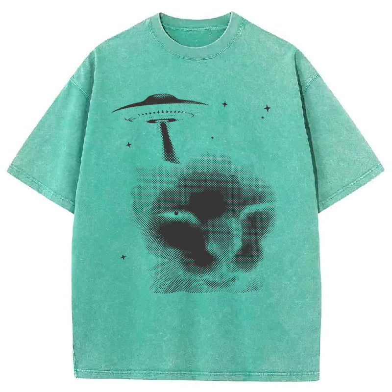 Y2k Alien Cat Washed Unisex Tee