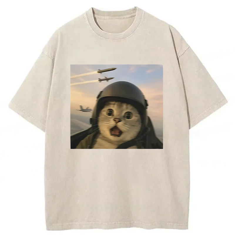 Flying Cat Meme Washed Unisex Tee