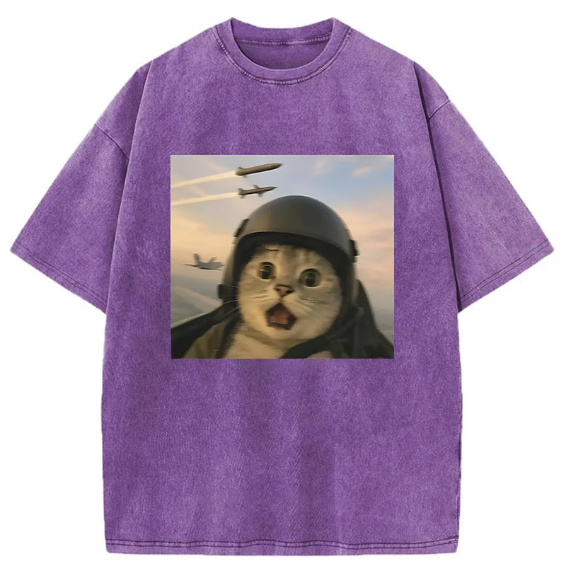 Flying Cat Meme Washed Unisex Tee