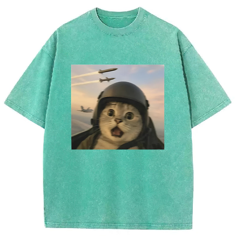 Flying Cat Meme Washed Unisex Tee