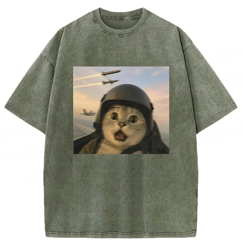 Flying Cat Meme Washed Unisex Tee