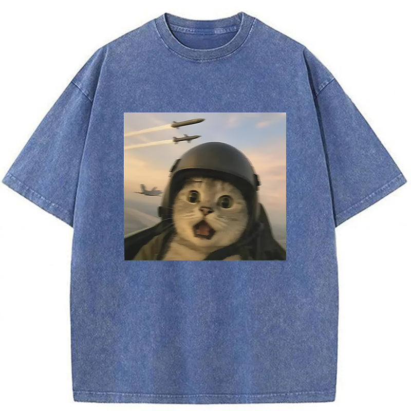 Flying Cat Meme Washed Unisex Tee