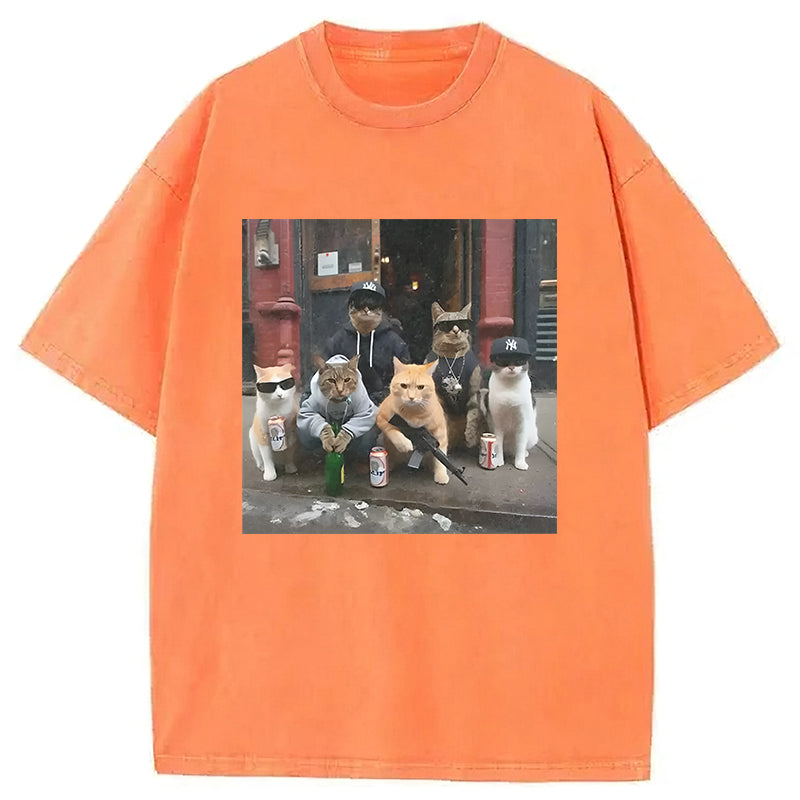 Cats With Gun Washed Unisex Tee