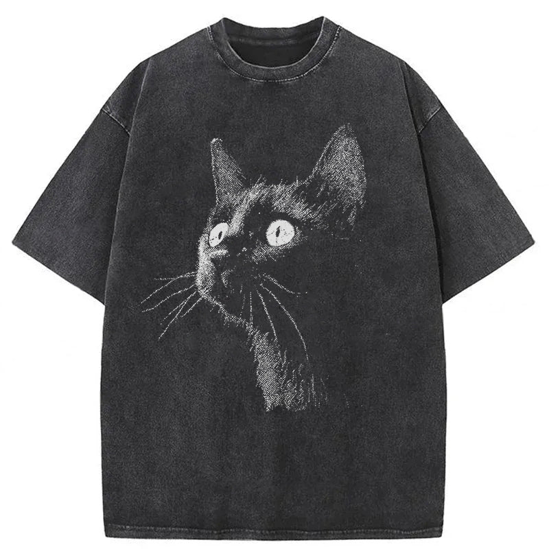 Vintage Black Cat Washed Unisex Tee