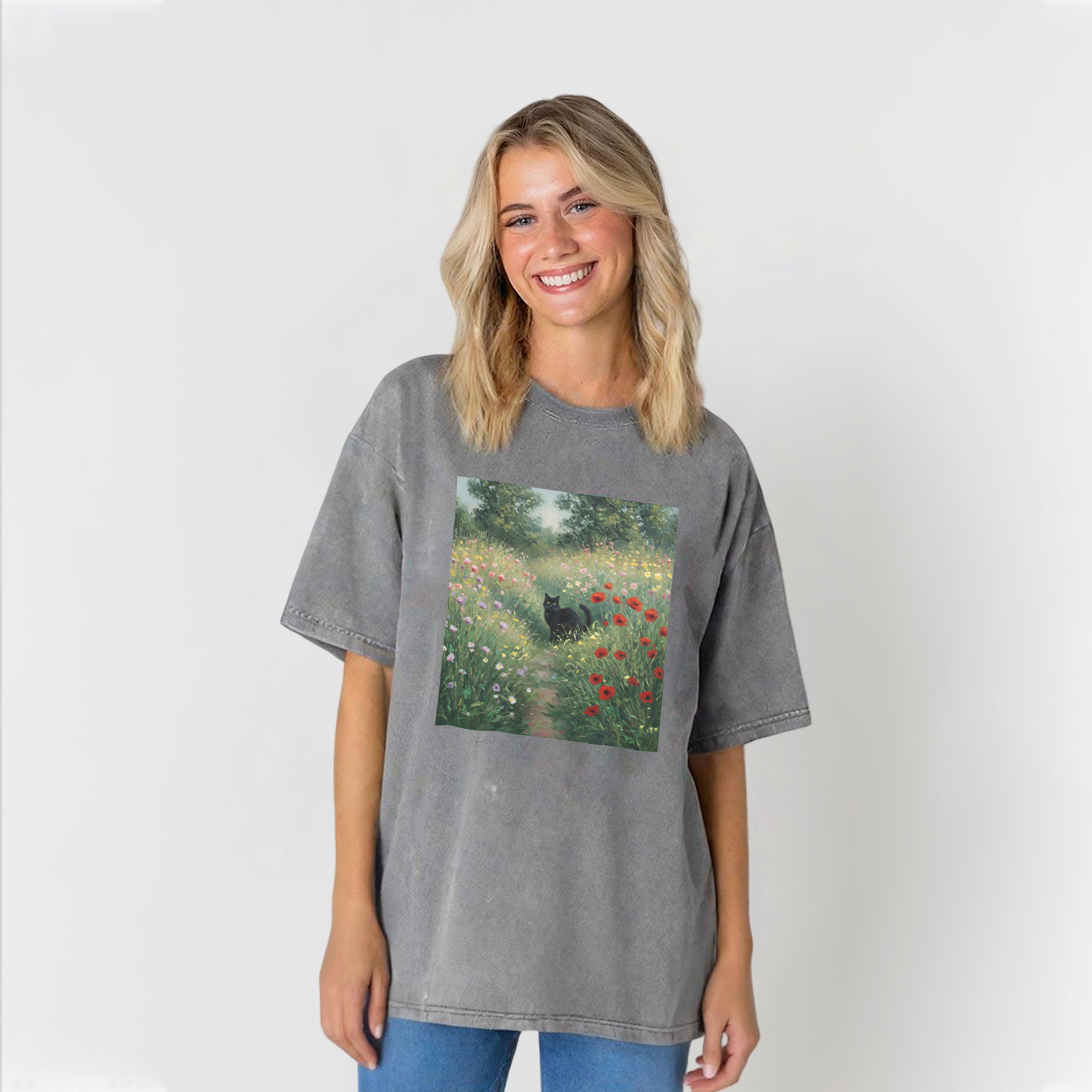 Impressionist Cat Washed Unisex Tee