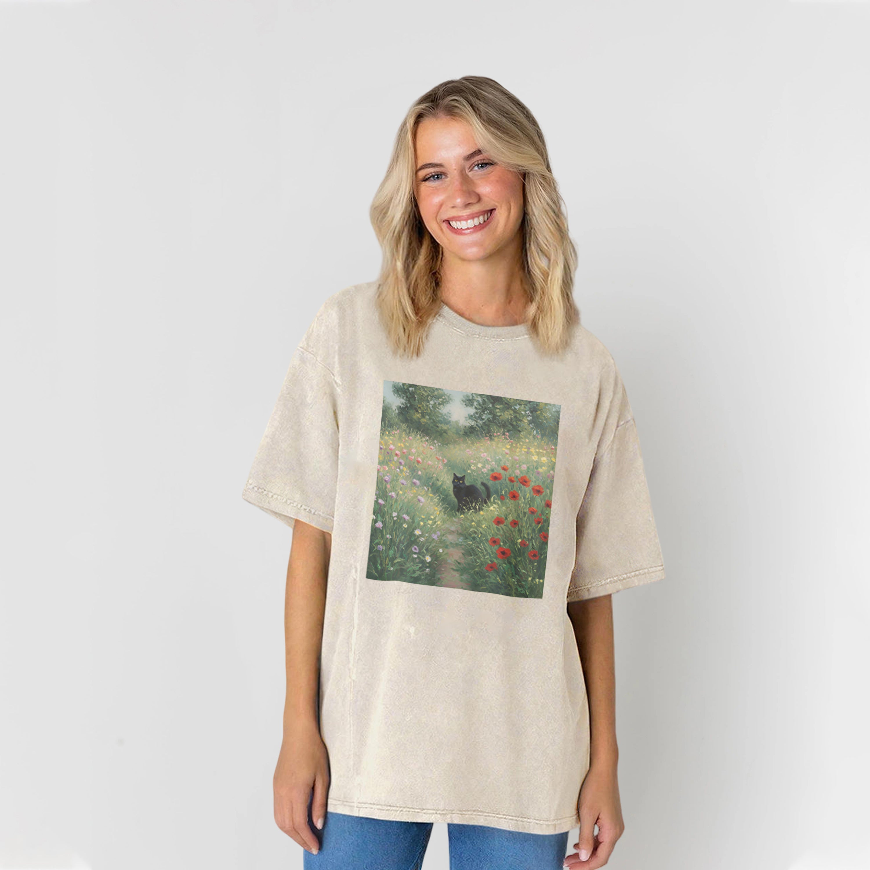 Impressionist Cat Washed Unisex Tee