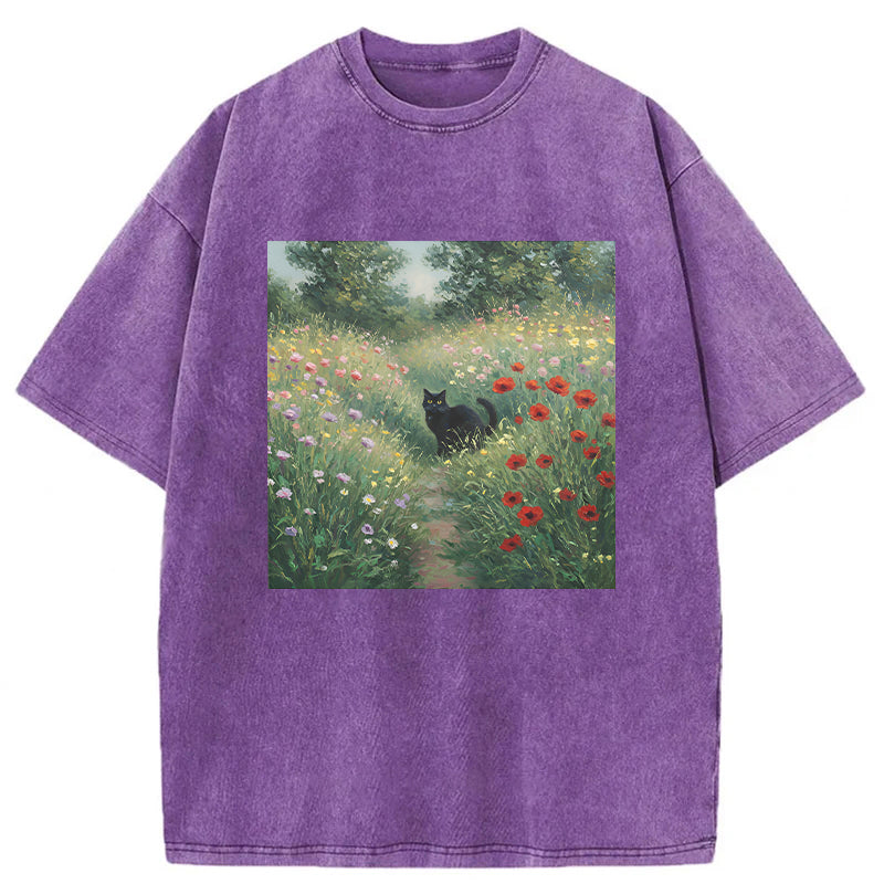 Impressionist Cat Washed Unisex Tee