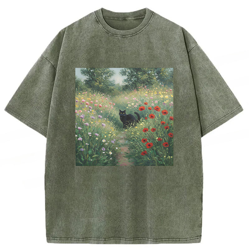 Impressionist Cat Washed Unisex Tee