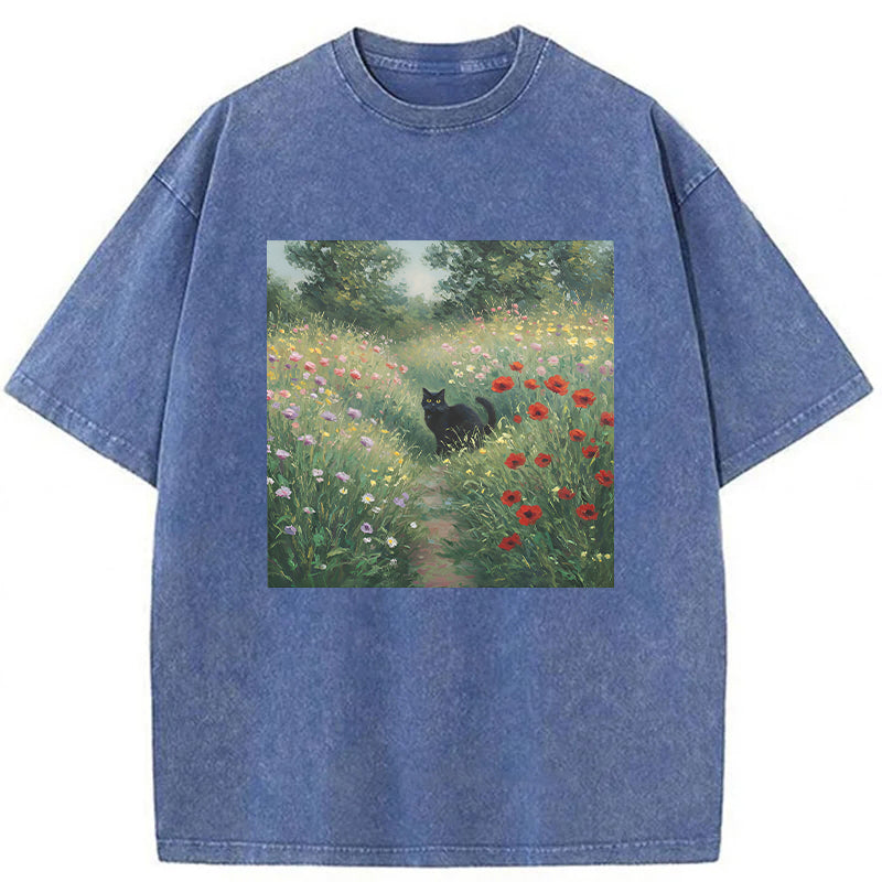 Impressionist Cat Washed Unisex Tee