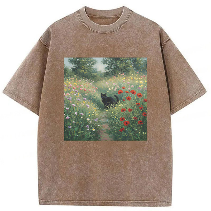 Impressionist Cat Washed Unisex Tee