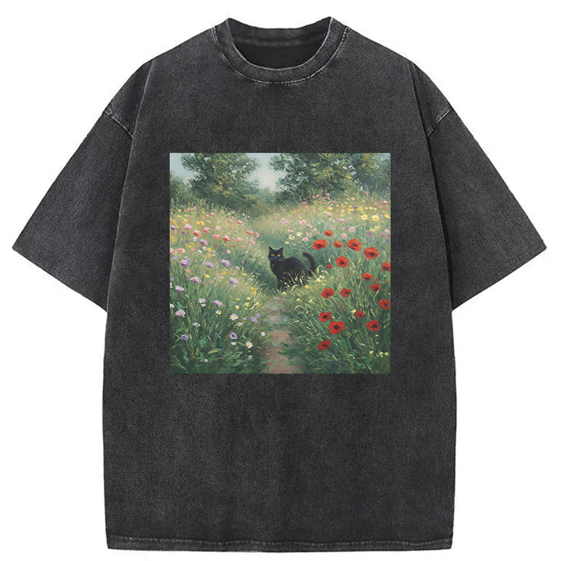 Impressionist Cat Washed Unisex Tee