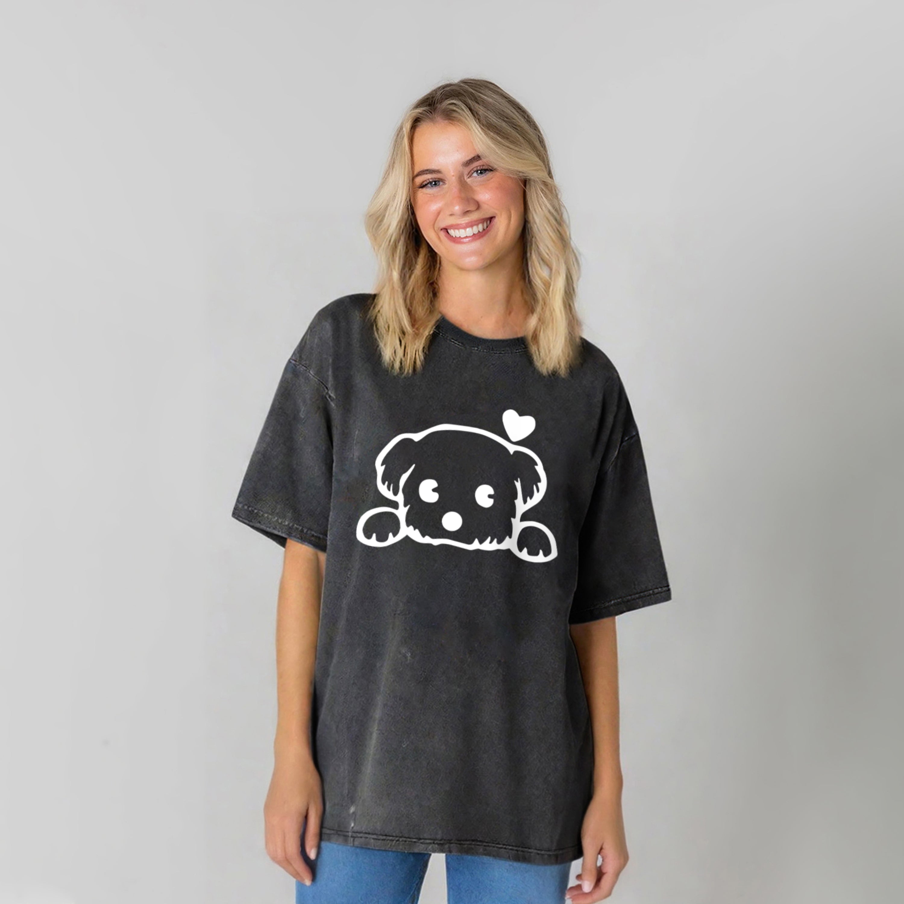 Adorable Dog Sketch Washed Unisex Tee