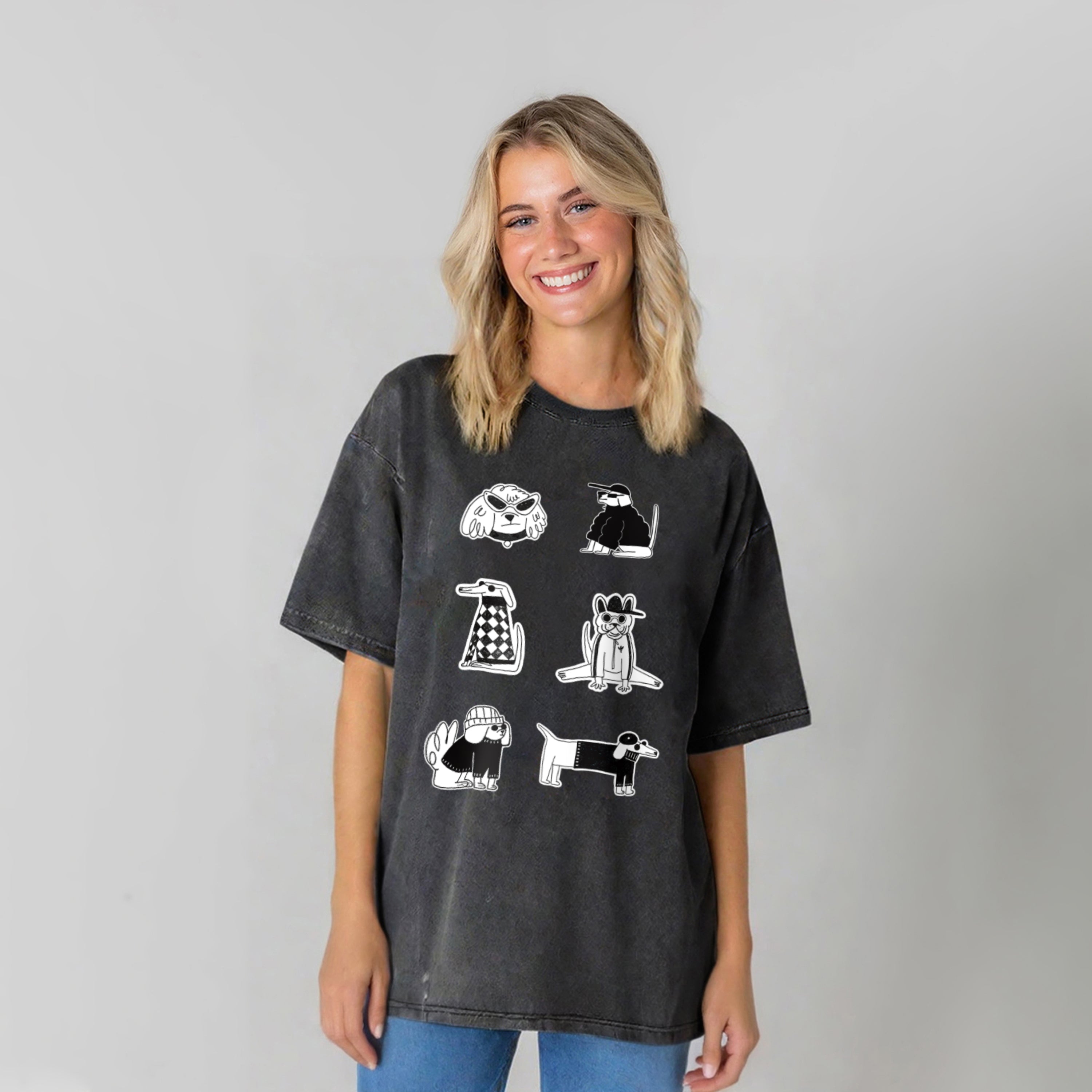 Gentalman Dog Sketch Washed Unisex Tee