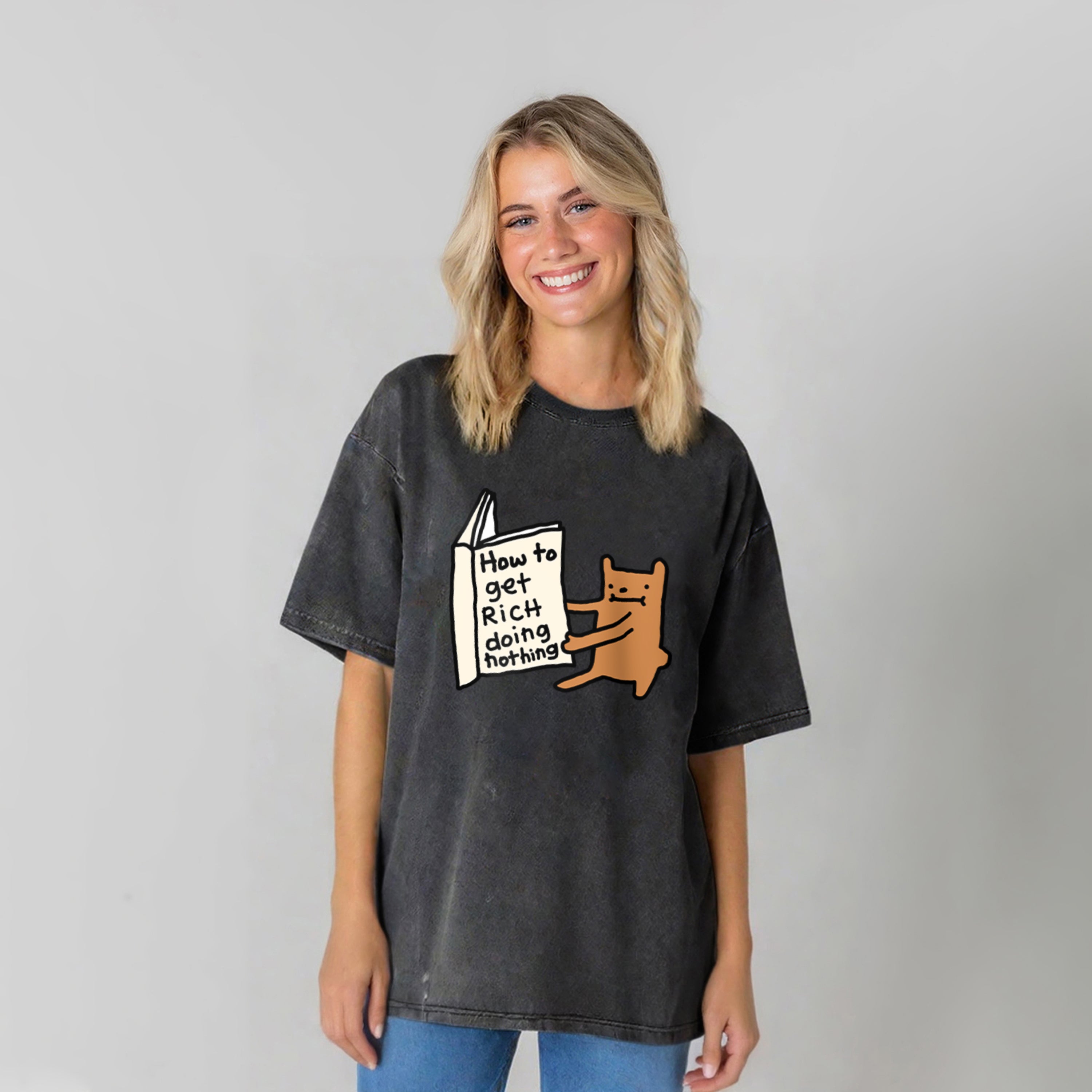 How To Get Rich Doing Nothing Washed Unisex Tee