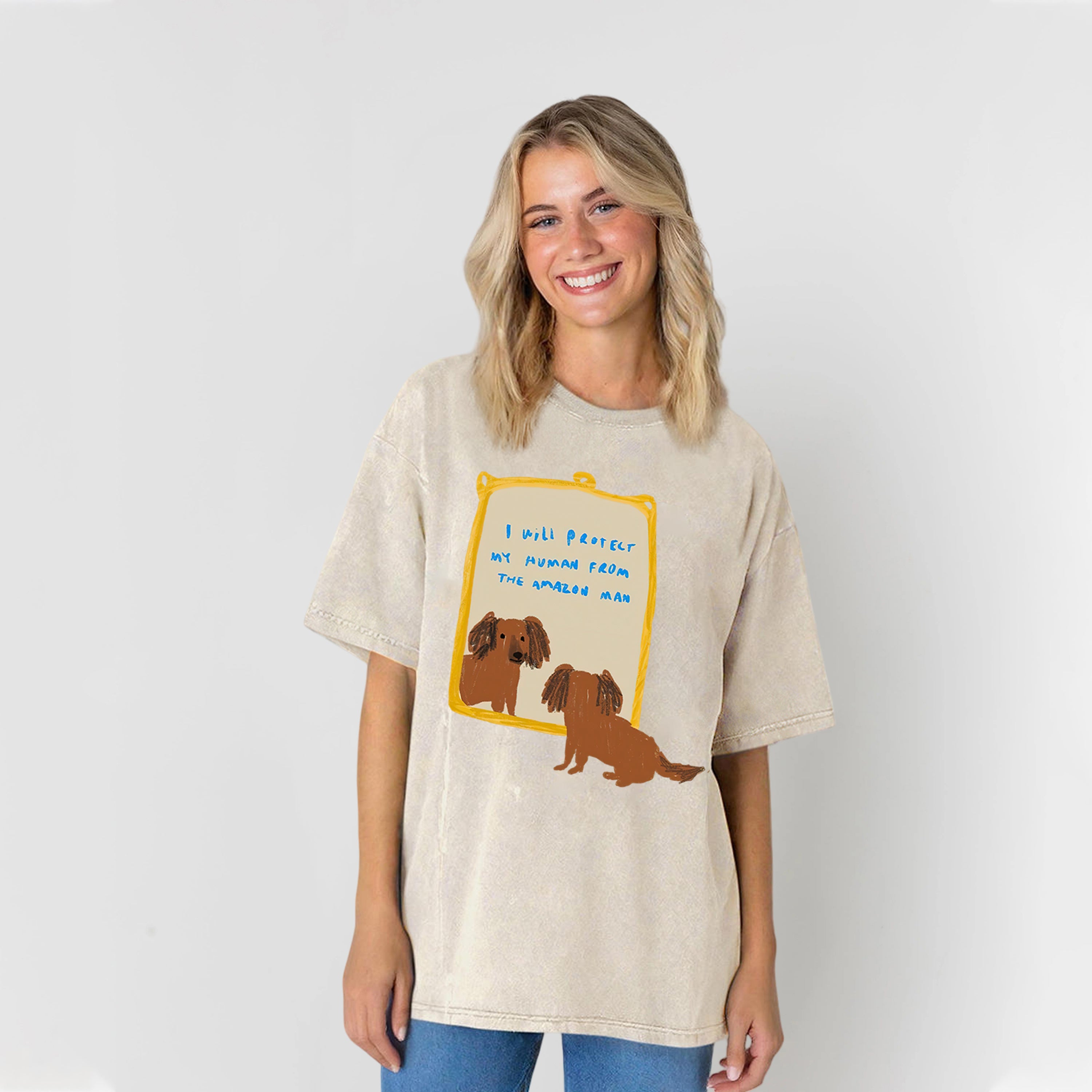 I Will Protect My Human Washed Unisex Tee