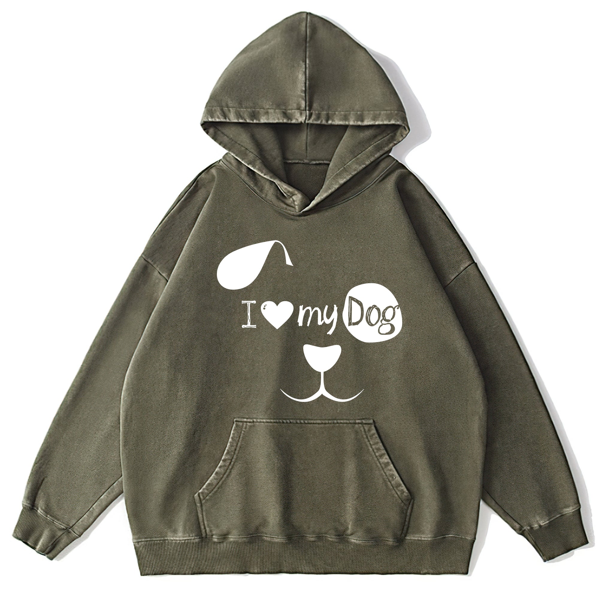 I Love My Dog Washed Unisex Hoodie