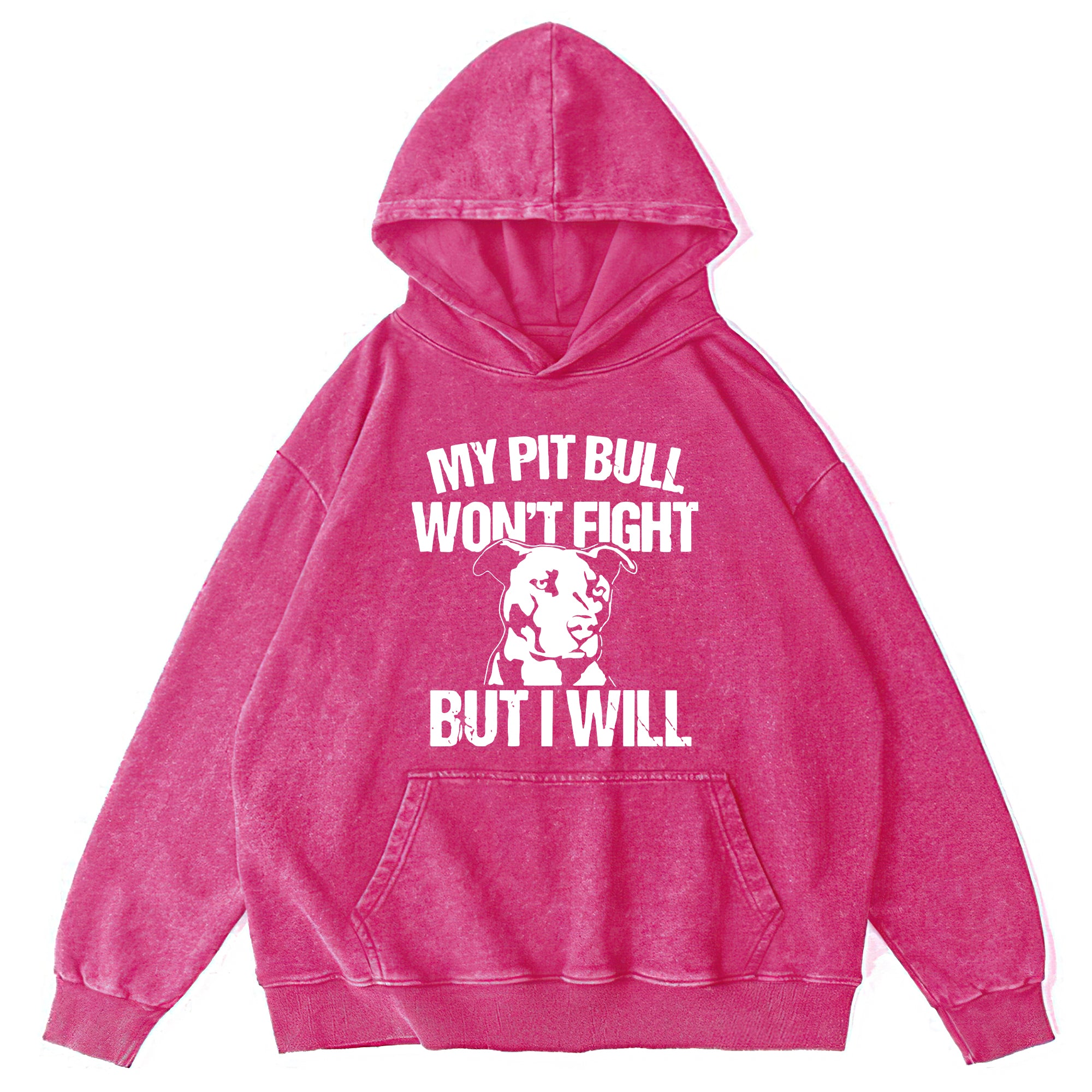 My Pit Bull Won't Fight But I Will Washed Unisex Hoodie