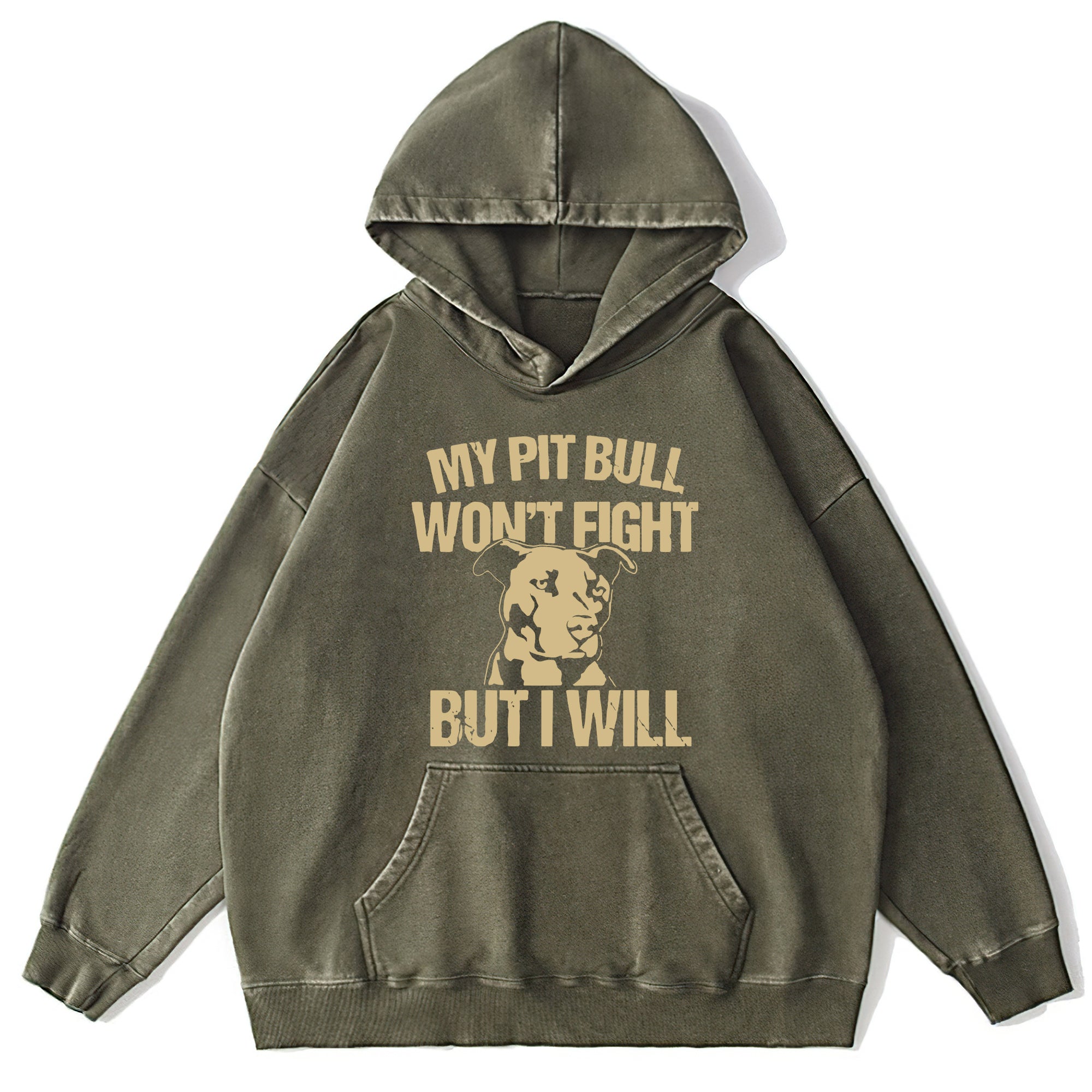 My Pit Bull Won't Fight But I Will Washed Unisex Hoodie