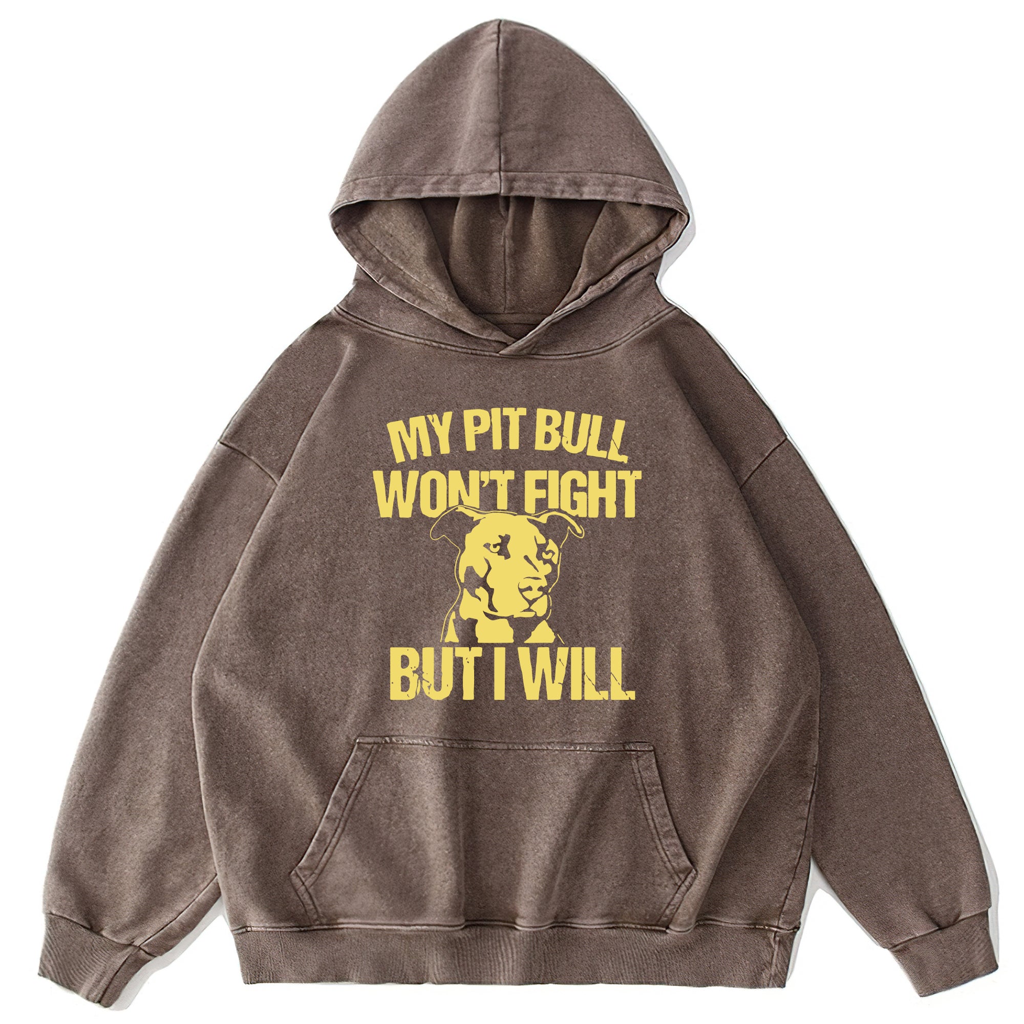 My Pit Bull Won't Fight But I Will Washed Unisex Hoodie