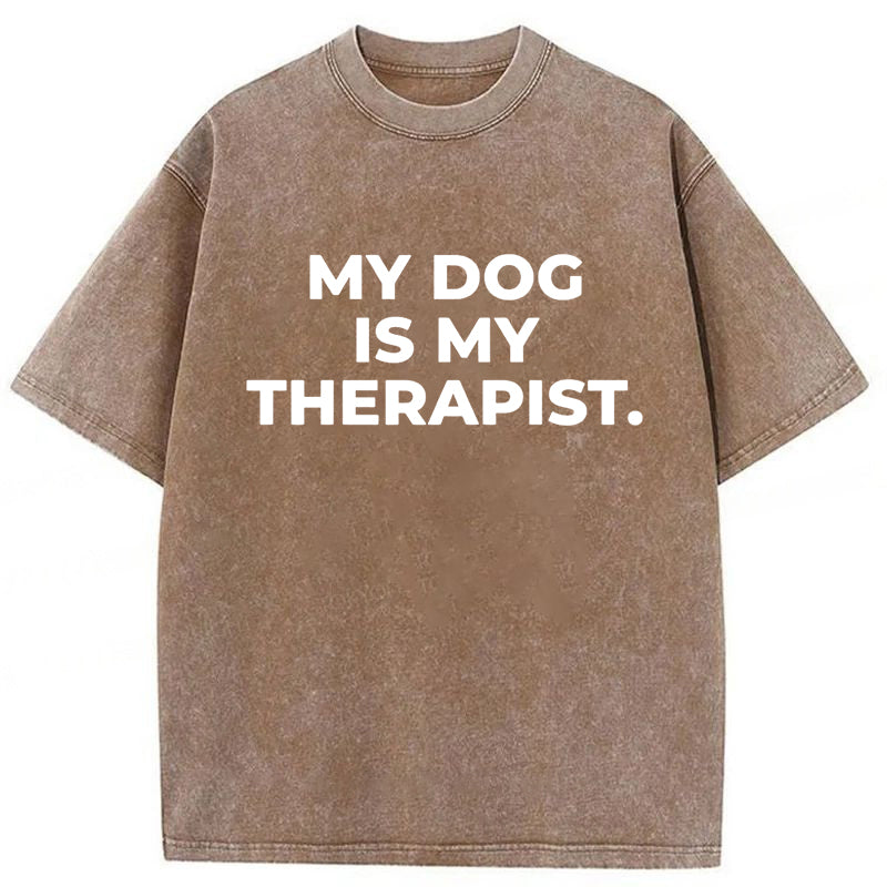 My Dog Is My Therapist Washed Unisex Tee