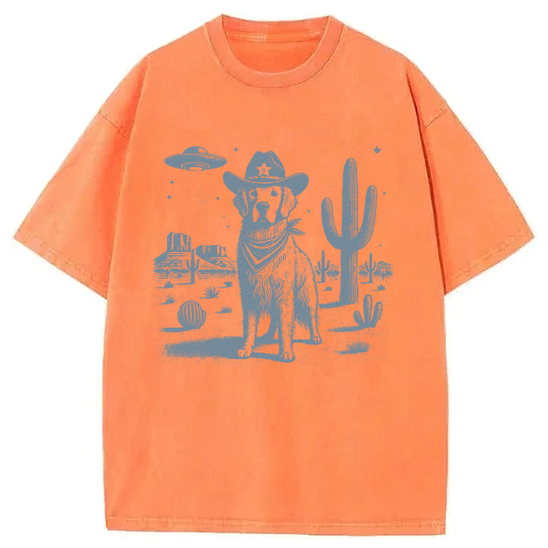 Golden Retriever UFO Washed Unisex Tee