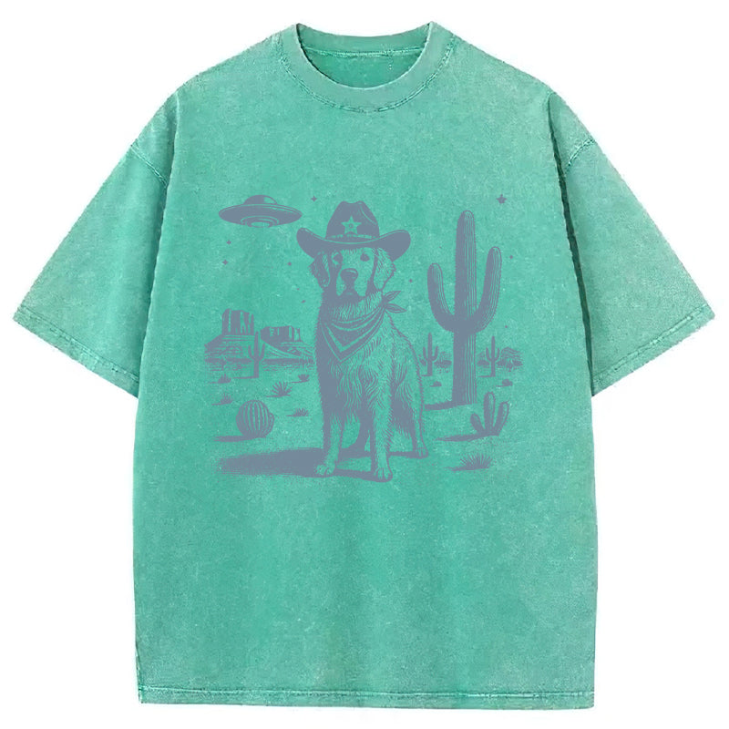 Golden Retriever UFO Washed Unisex Tee
