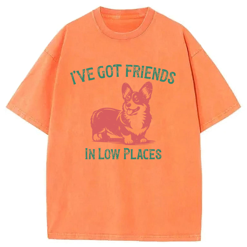 I've Got Friends In Low Places Corgi Washed Unisex Tee